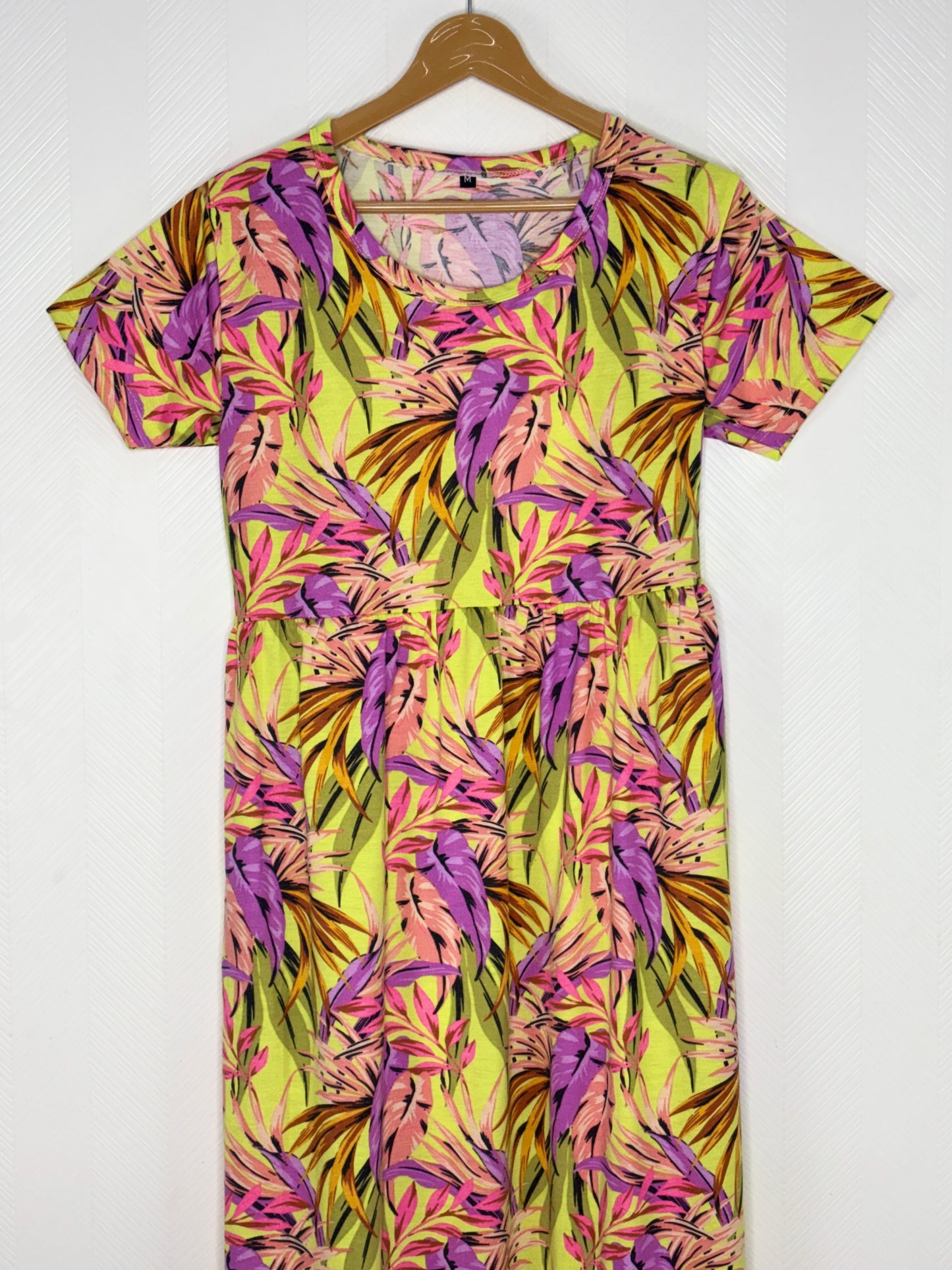 Lime Green Tropical Leaf Print Lounge Frock