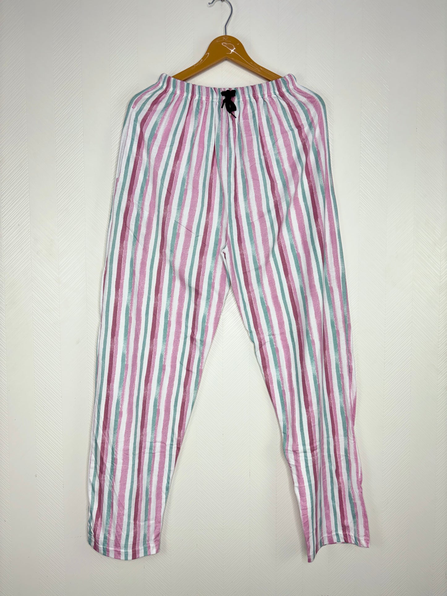 Pink Green Stripe Print Women Night Pant