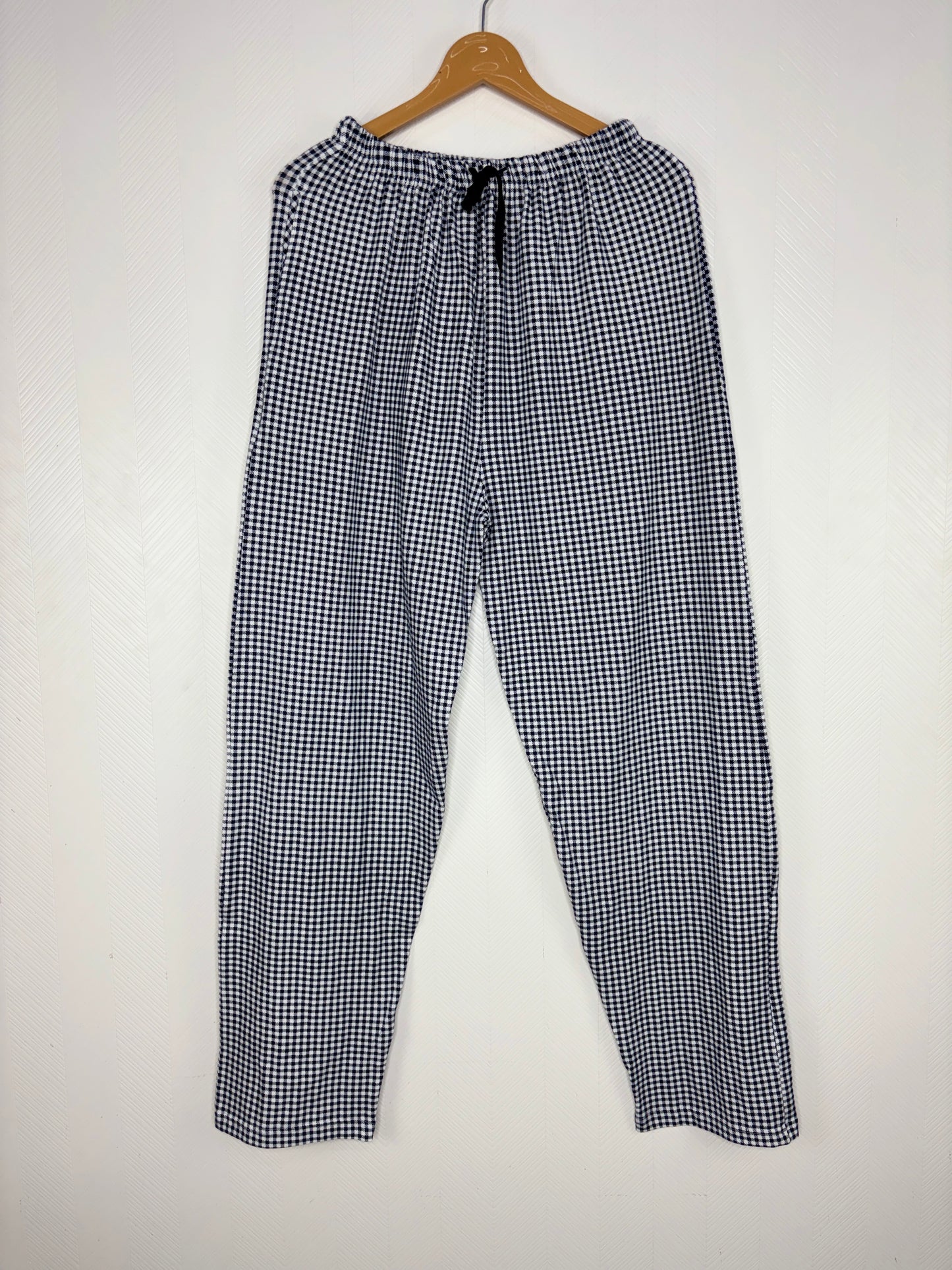 Navy Blue Checkered Print Women Night Pant