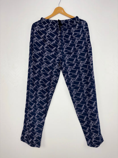 Navy Blue Skateboard Print Women Night Pant
