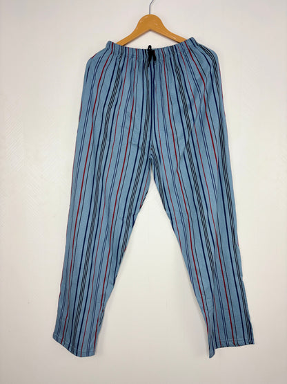 Light Blue Multi Stripe Print Women Night Pant