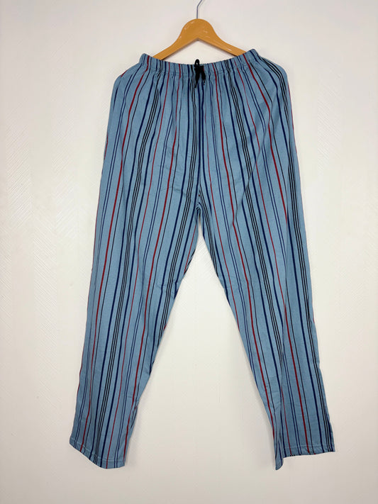 Light Blue Multi Stripe Print Women Night Pant