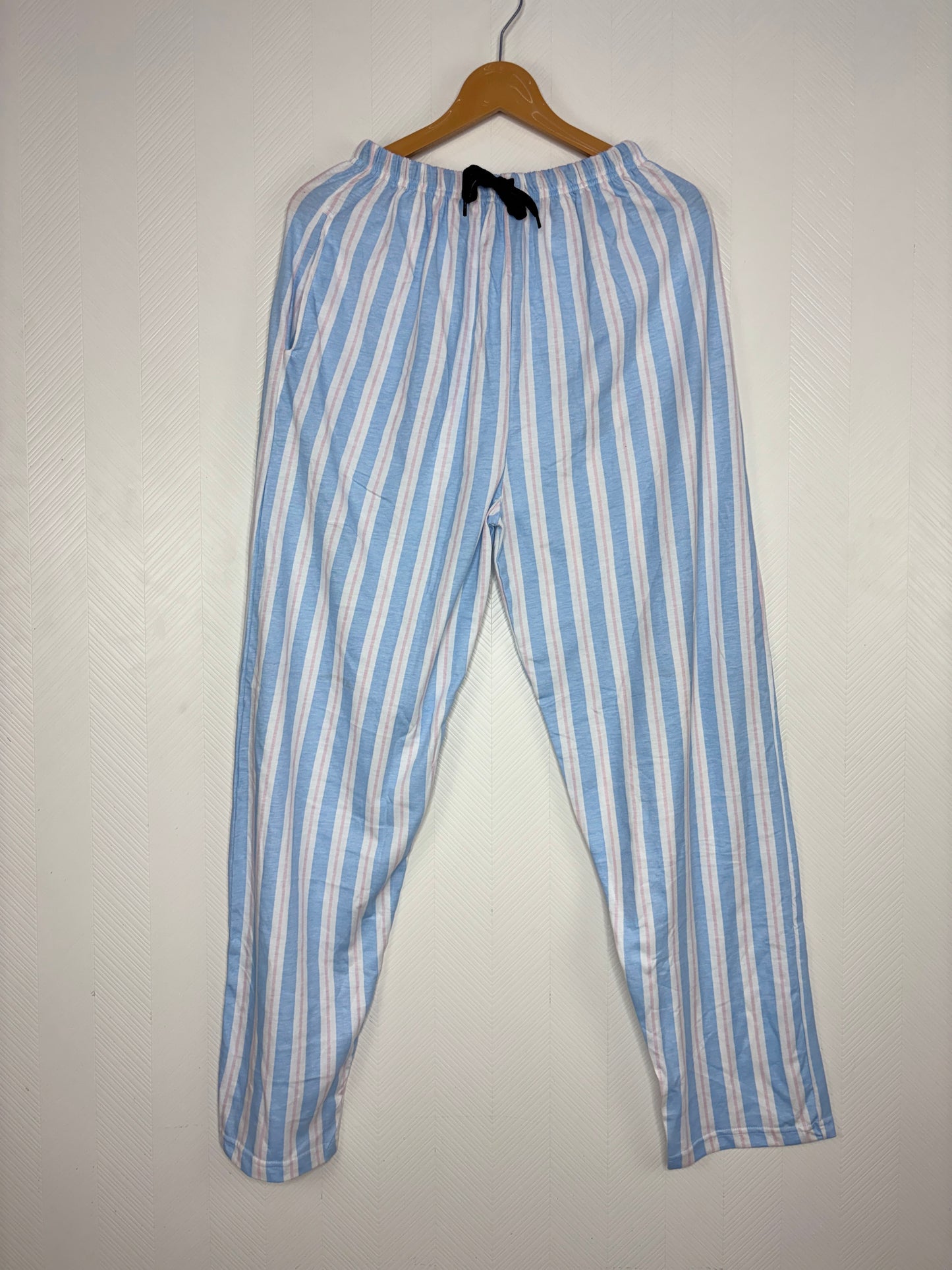Sky Blue Pink Stripe Print Women Night Pant