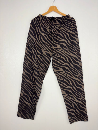 Brown Zebra Print Women Night Pant