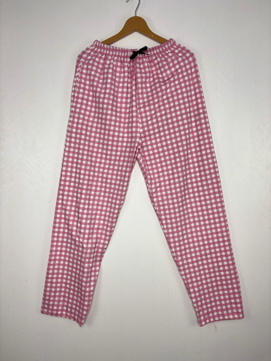 Pink Checkered Print Women Night Pant