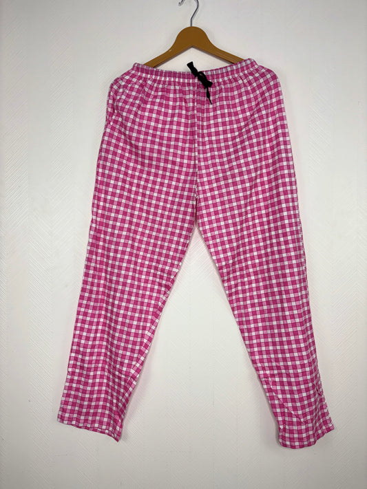 Pink Checkered Print Women Night Pant