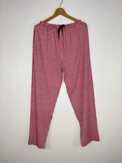 Red Checkered Print Women Night Pant