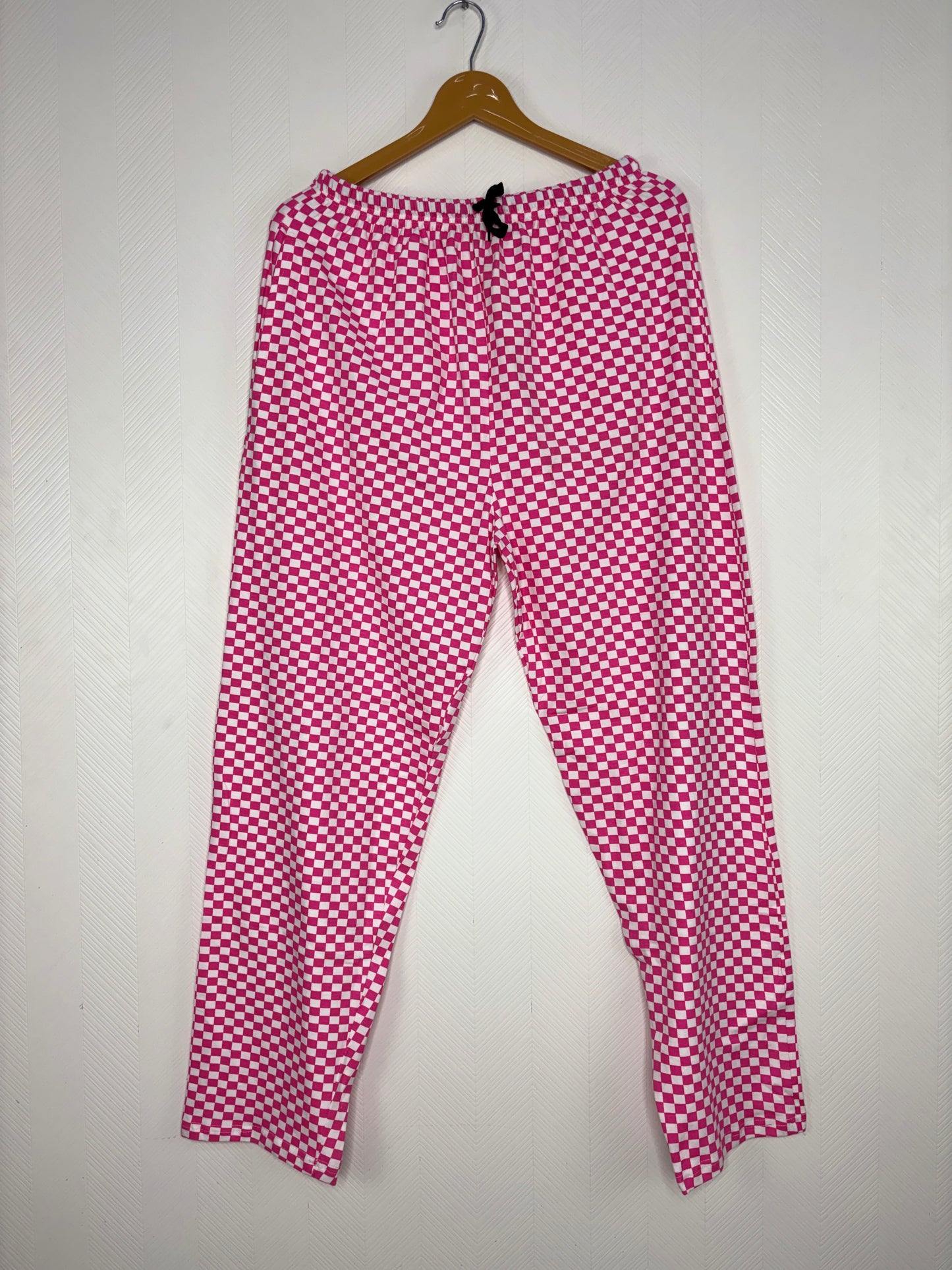 Pink Checkerboard Print Women Night Pant