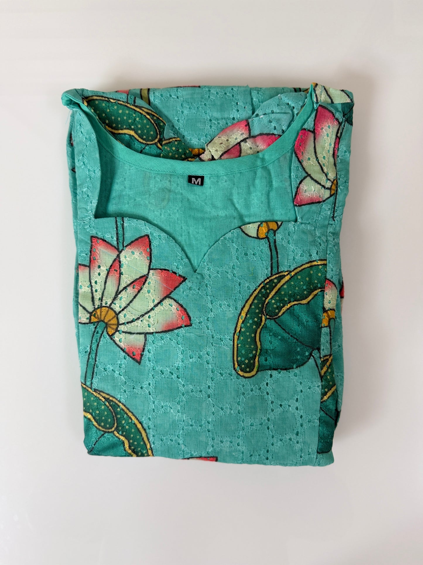 Turquoise Lotus Print Hakoba Feeding Maxi