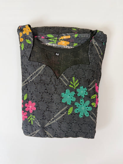Grey Floral Print Hakoba Feeding Maxi