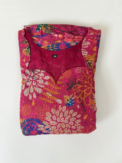 Pink Floral Print Hakoba Feeding Maxi