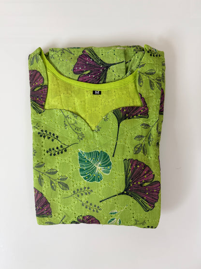 Green Floral Print Hakoba Feeding Maxi