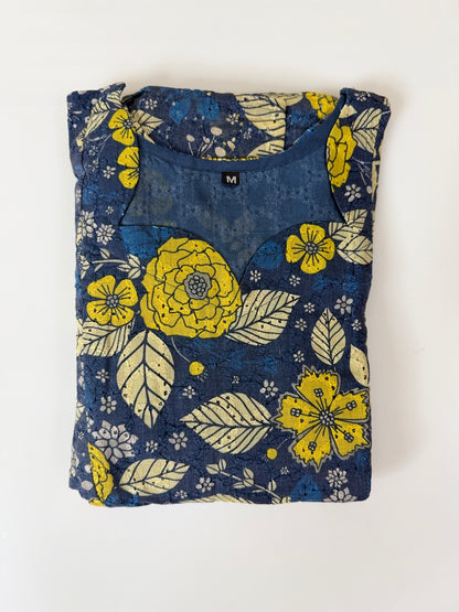 Blue Floral Print Hakoba Feeding Maxi