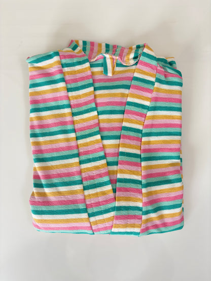 Mint Green Pink Yellow Stripe Bath Robe