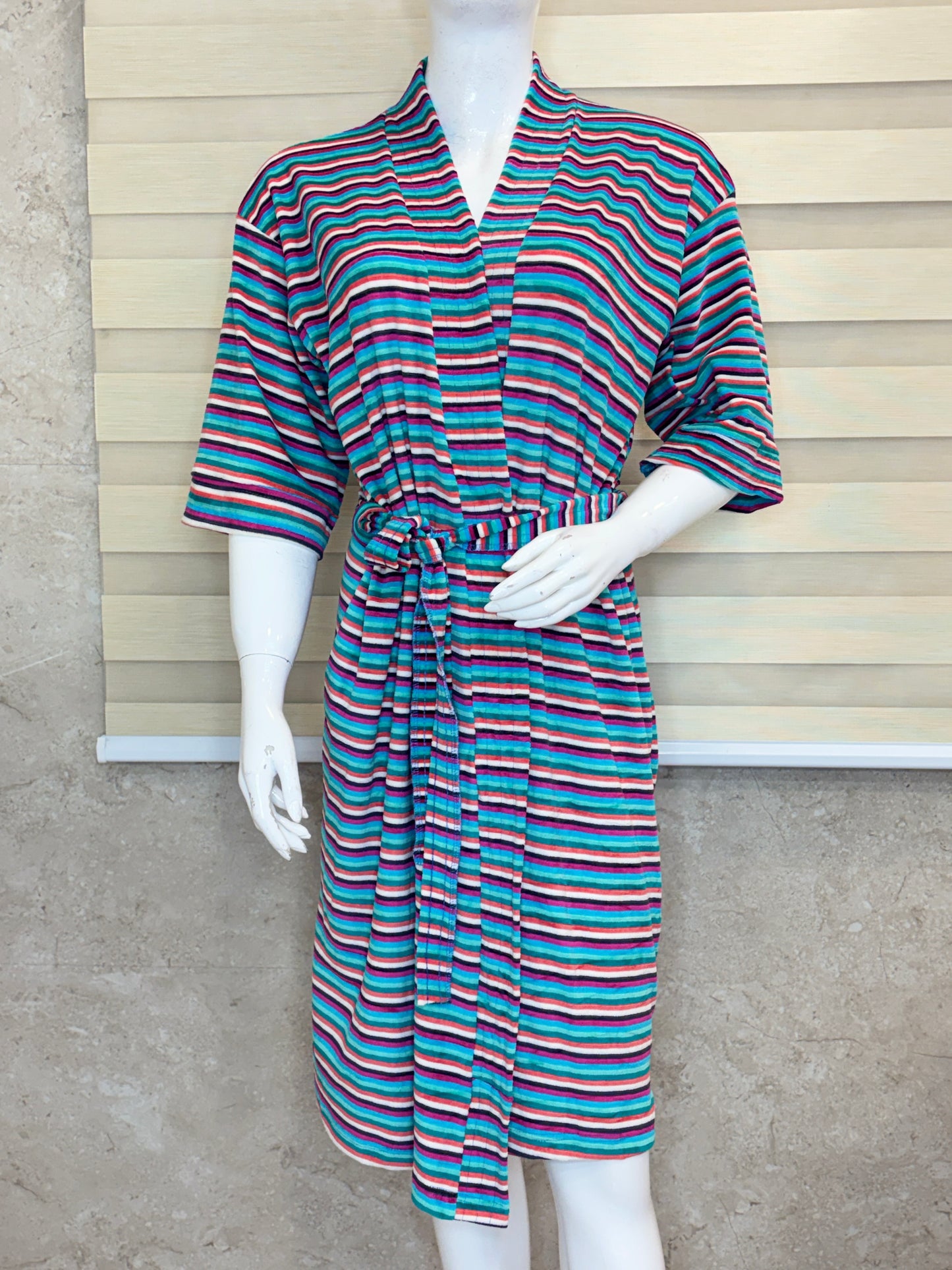 Multicolor Stripe Bath Robe