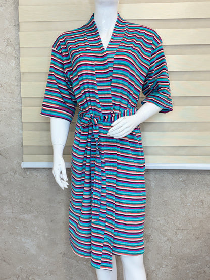 Multicolor Stripe Bath Robe