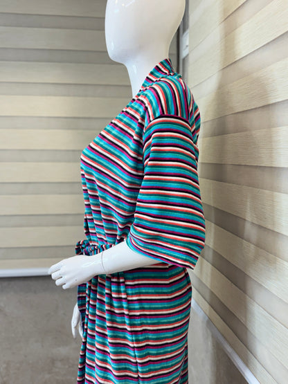 Multicolor Stripe Bath Robe
