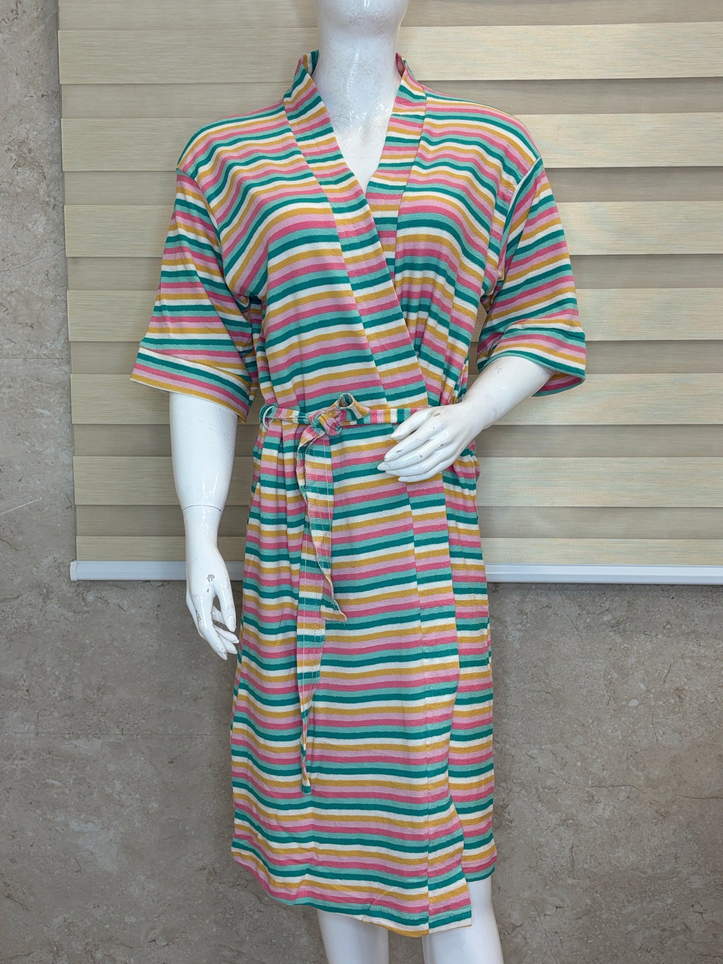 Mint Green Pink Yellow Stripe Bath Robe