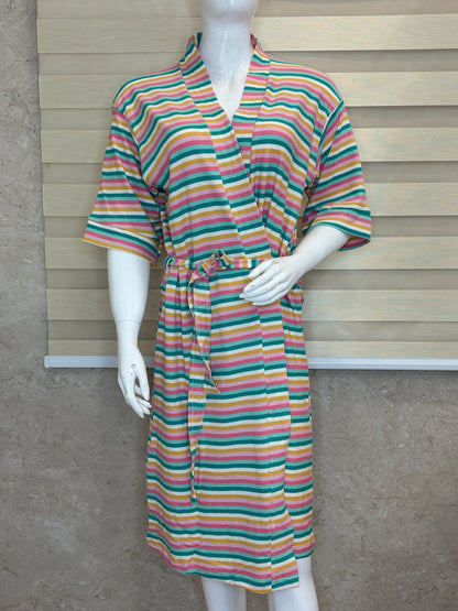 Mint Green Pink Yellow Stripe Bath Robe