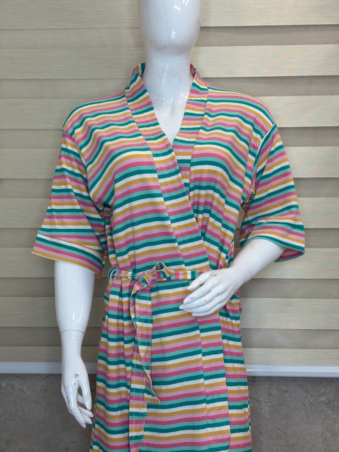Mint Green Pink Yellow Stripe Bath Robe