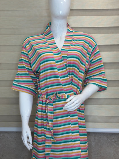Mint Green Pink Yellow Stripe Bath Robe