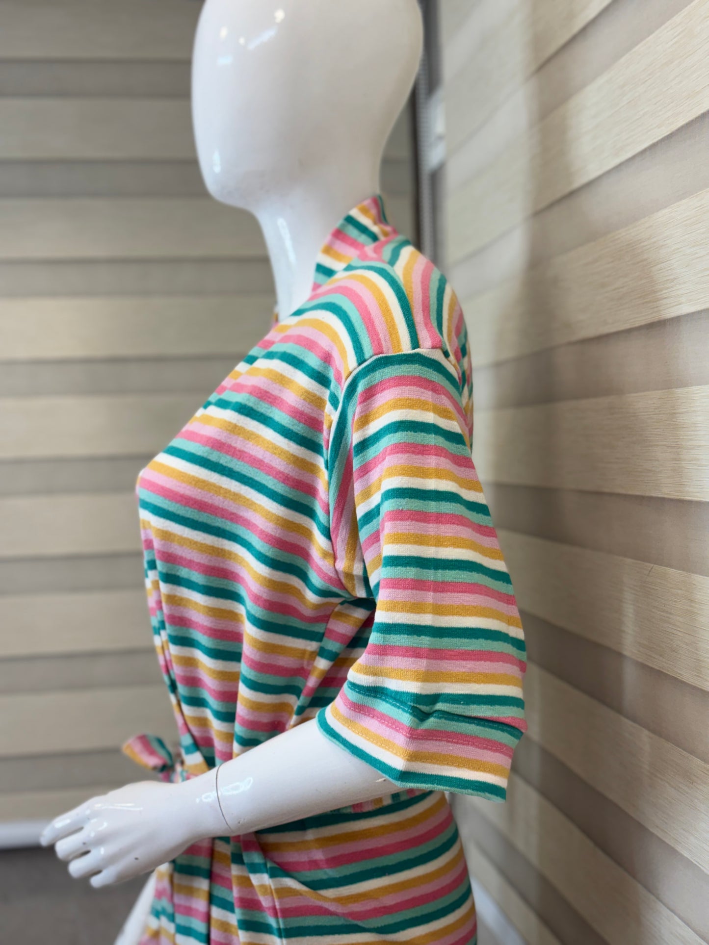 Mint Green Pink Yellow Stripe Bath Robe