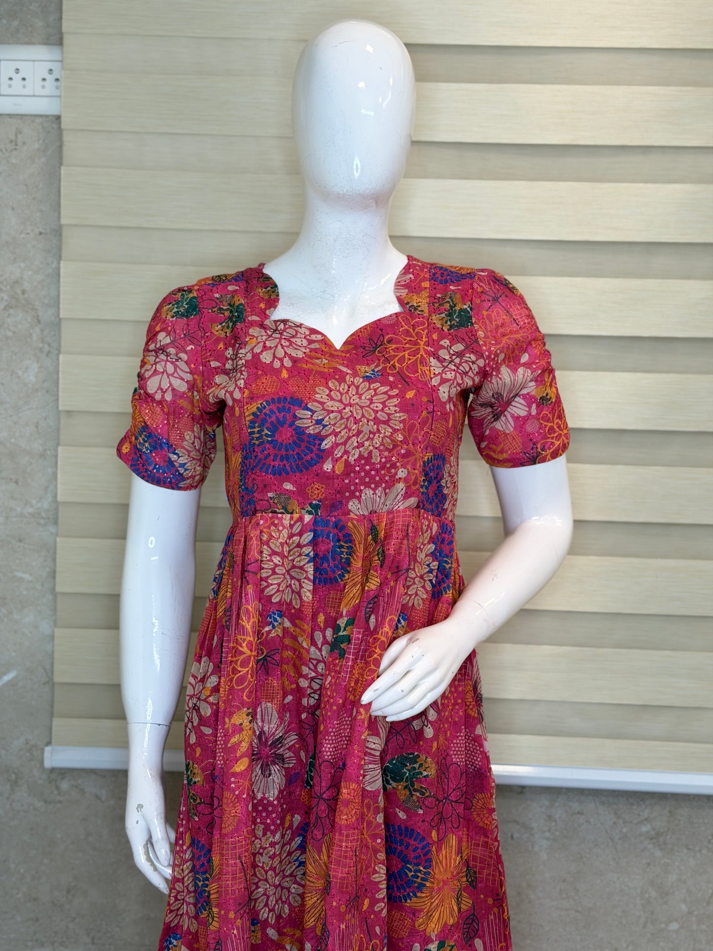 Pink Floral Print Hakoba Feeding Maxi