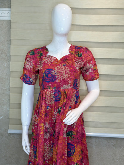 Pink Floral Print Hakoba Feeding Maxi