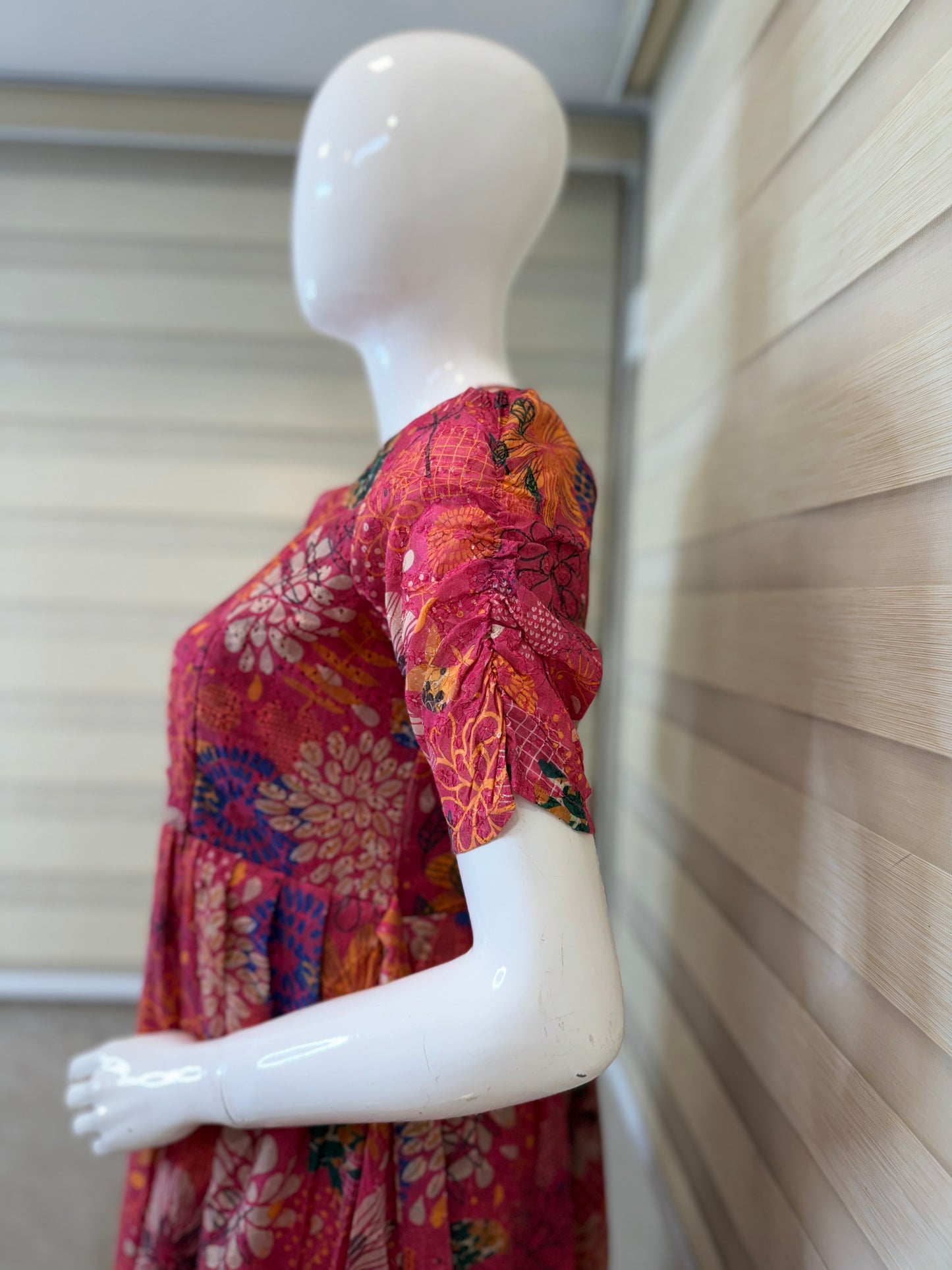Pink Floral Print Hakoba Feeding Maxi