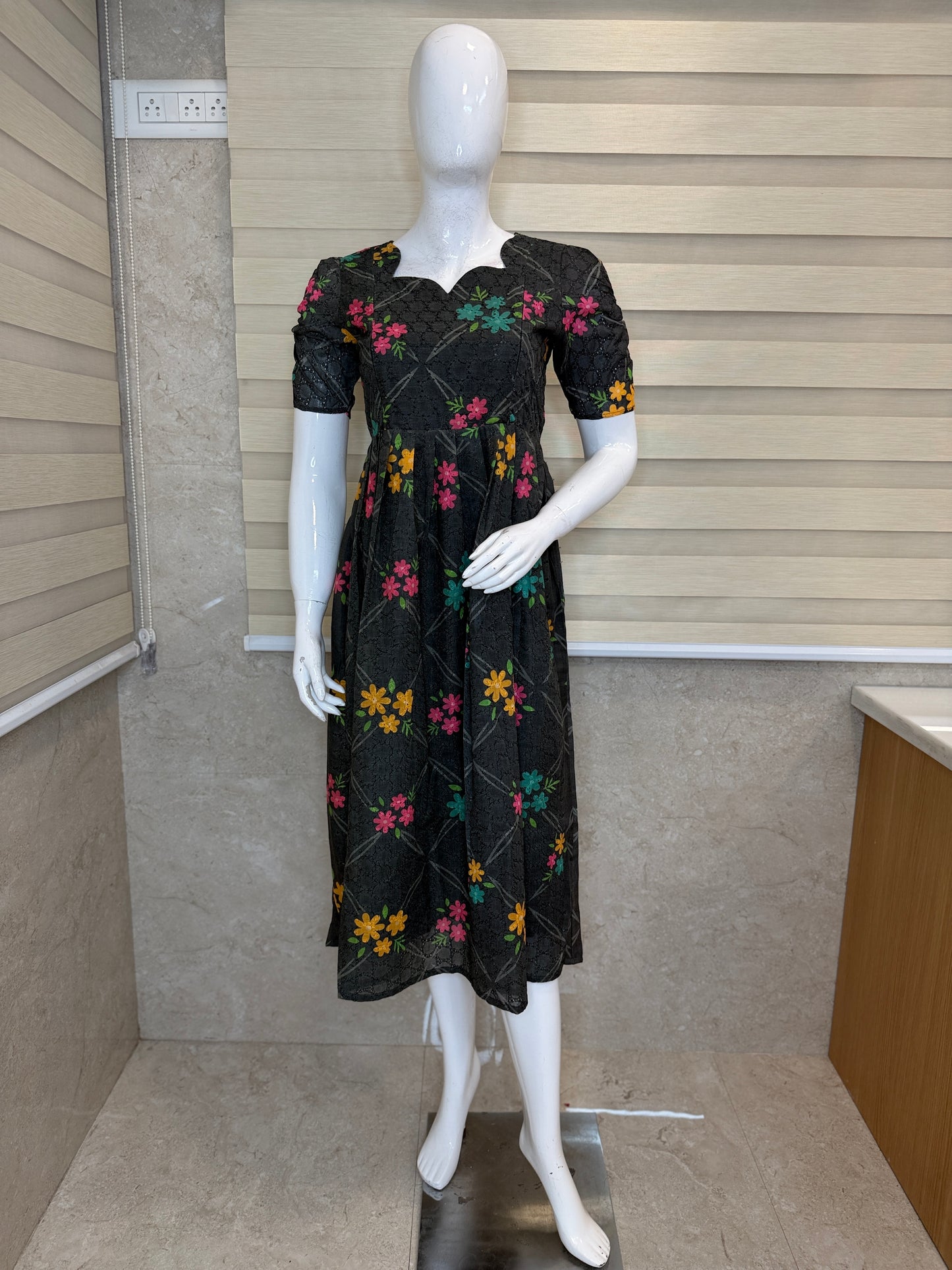 Grey Floral Print Hakoba Feeding Maxi
