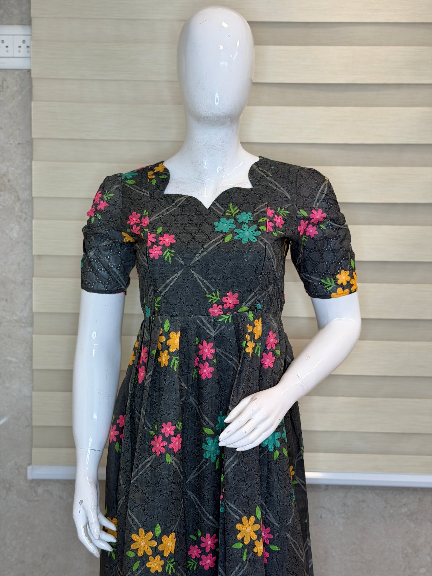 Grey Floral Print Hakoba Feeding Maxi