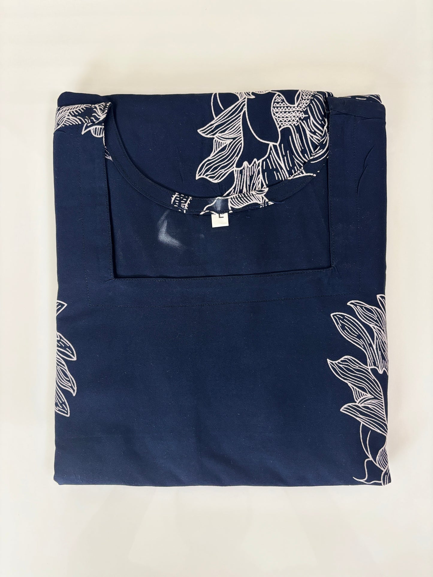 Deep Navy Blue Silver Bloom Budget Friendly Frock