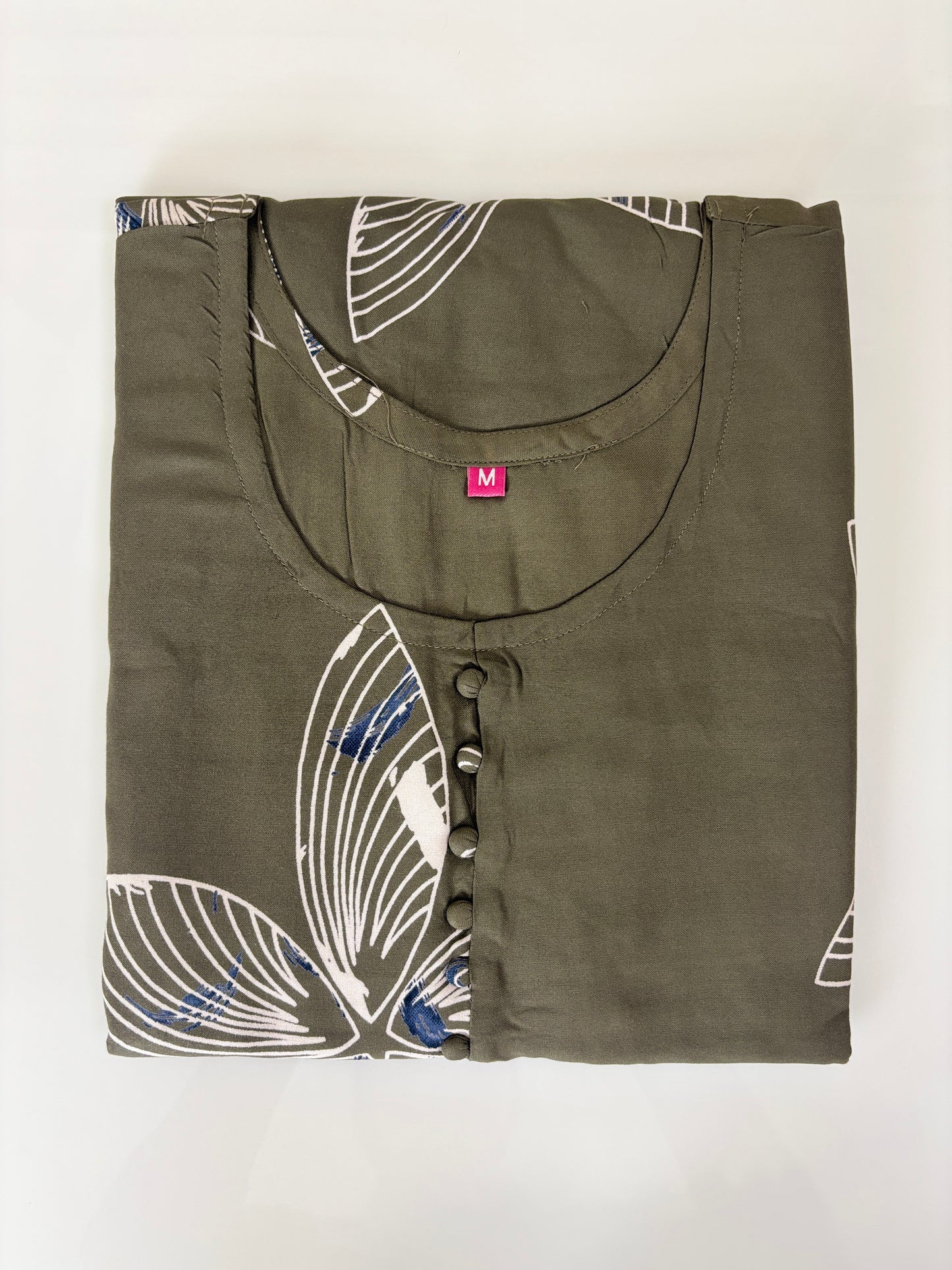 Olive Green Ivory Bloom Budget Friendly Frock