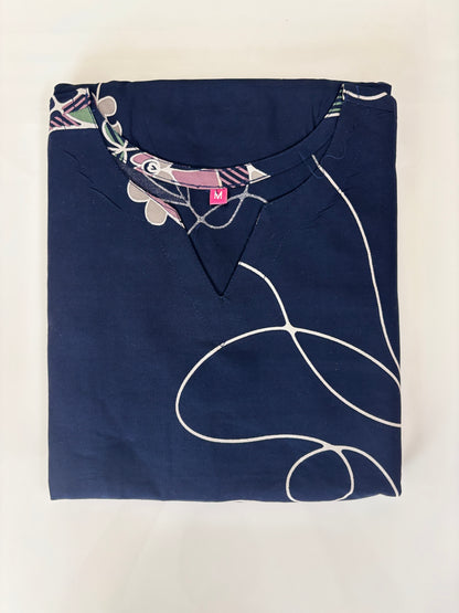 Midnight Navy Twilight Floral Vine Budget Friendly Frock
