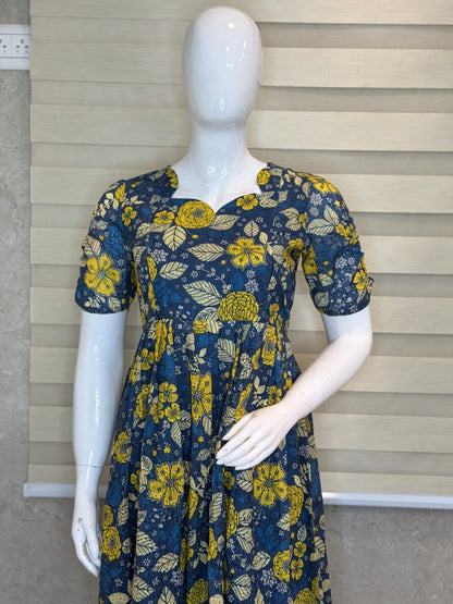Blue Floral Print Hakoba Feeding Maxi