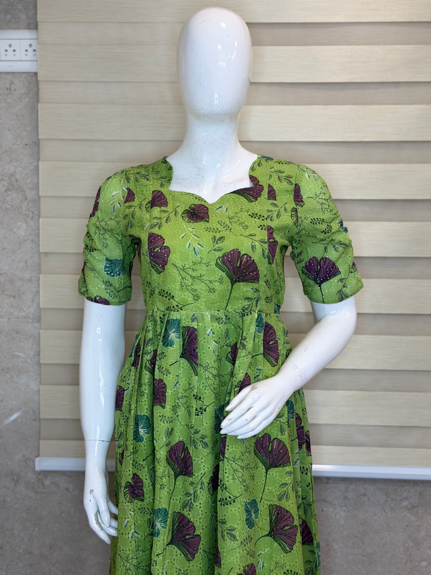Green Floral Print Hakoba Feeding Maxi