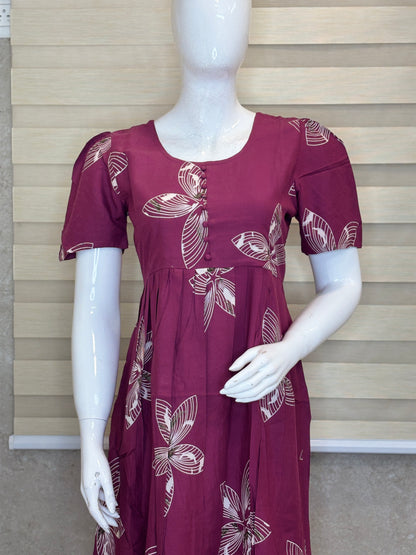 Berry Wine Ivory Blossom Budget Friendly Frock