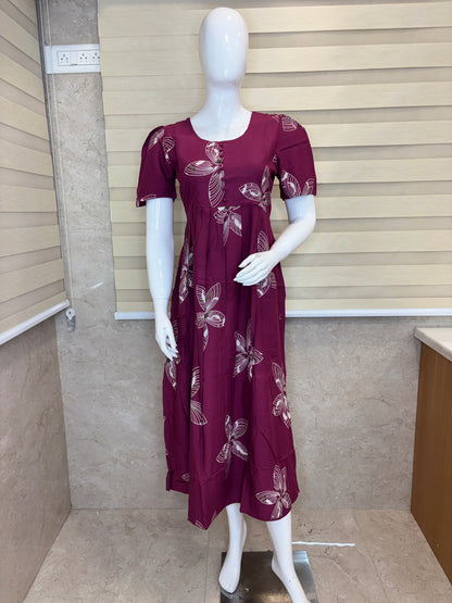 Berry Wine Ivory Blossom Budget Friendly Frock