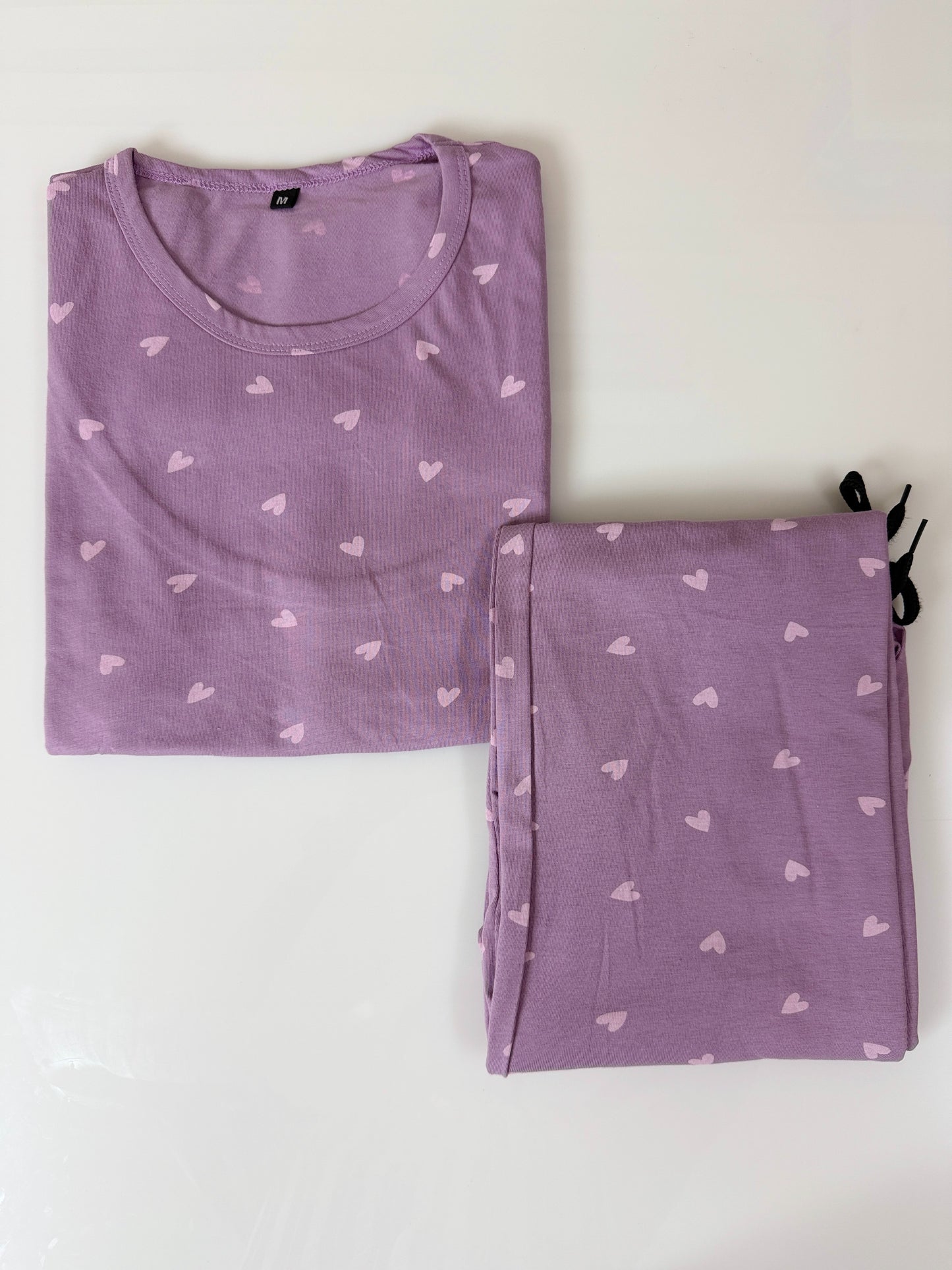 Lavender Heart Printed Feeding T-shirt And Pants