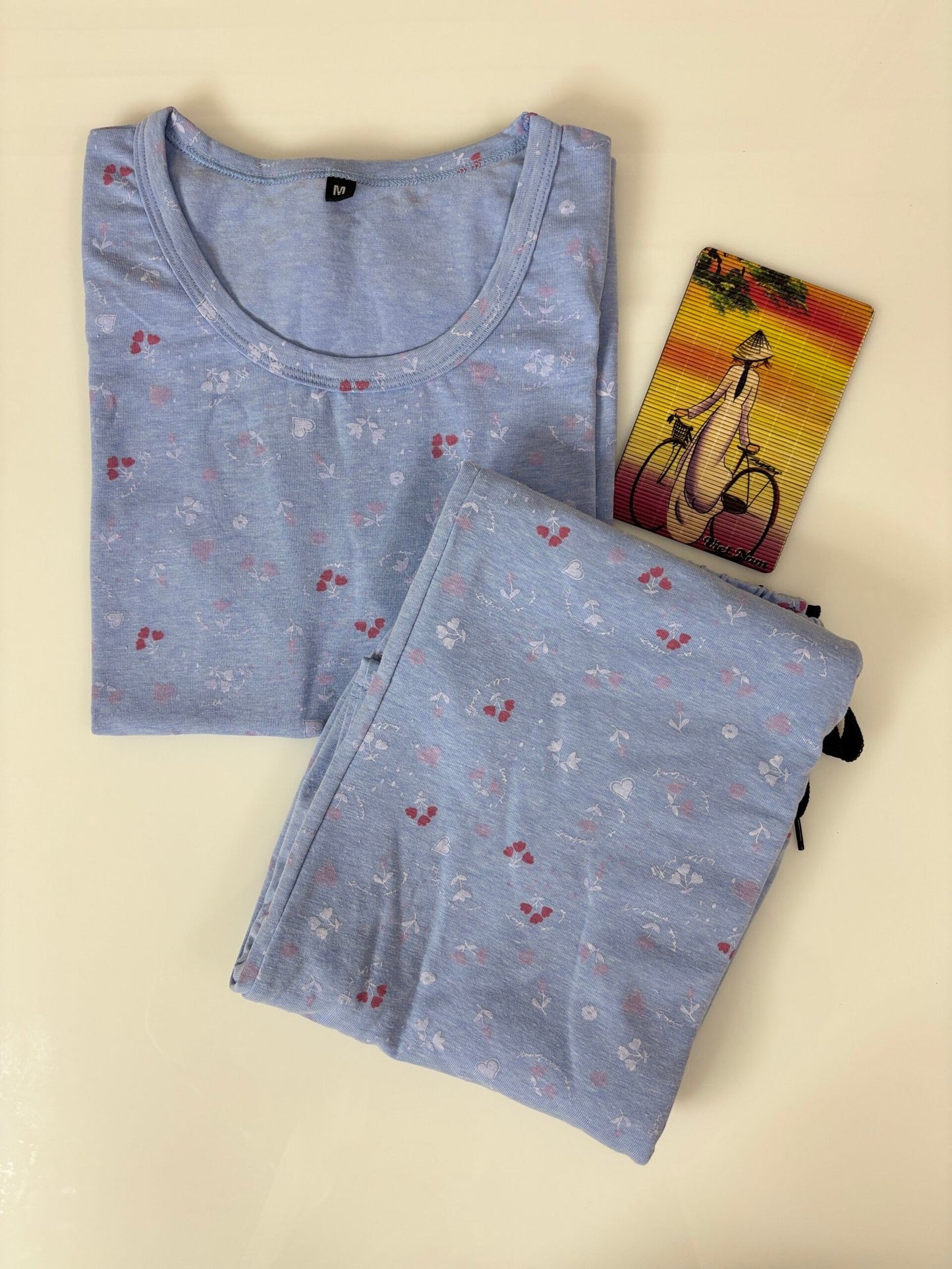 Bluish-Gray Hearty Printed T-shirt with Combo Pant Set