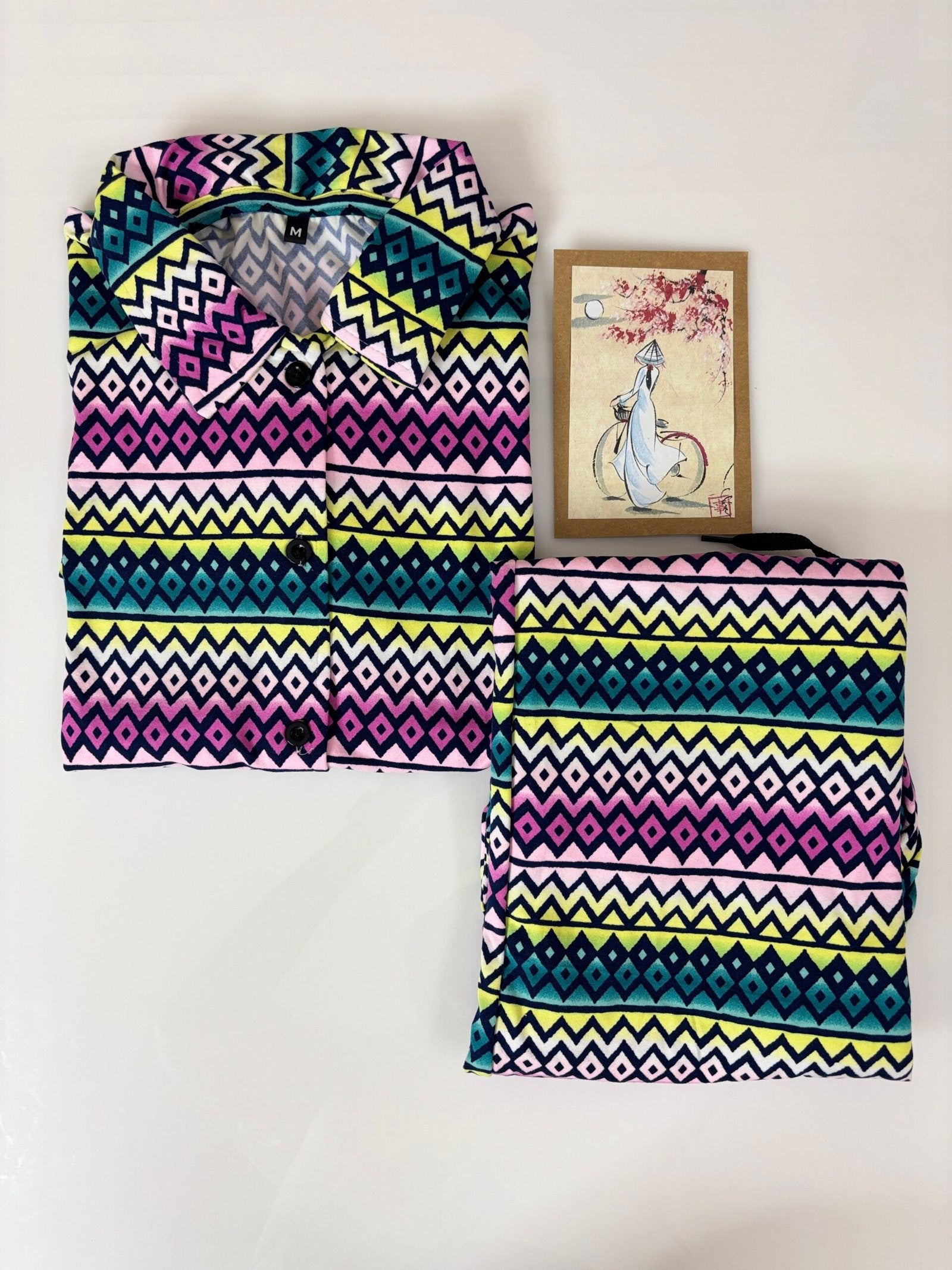 Spun Fabric Multicolor with Geometric Printed Shirt and Pant Coords