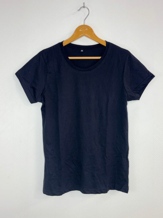 Women's Navy Blue Solid Round Neck T-Shirt