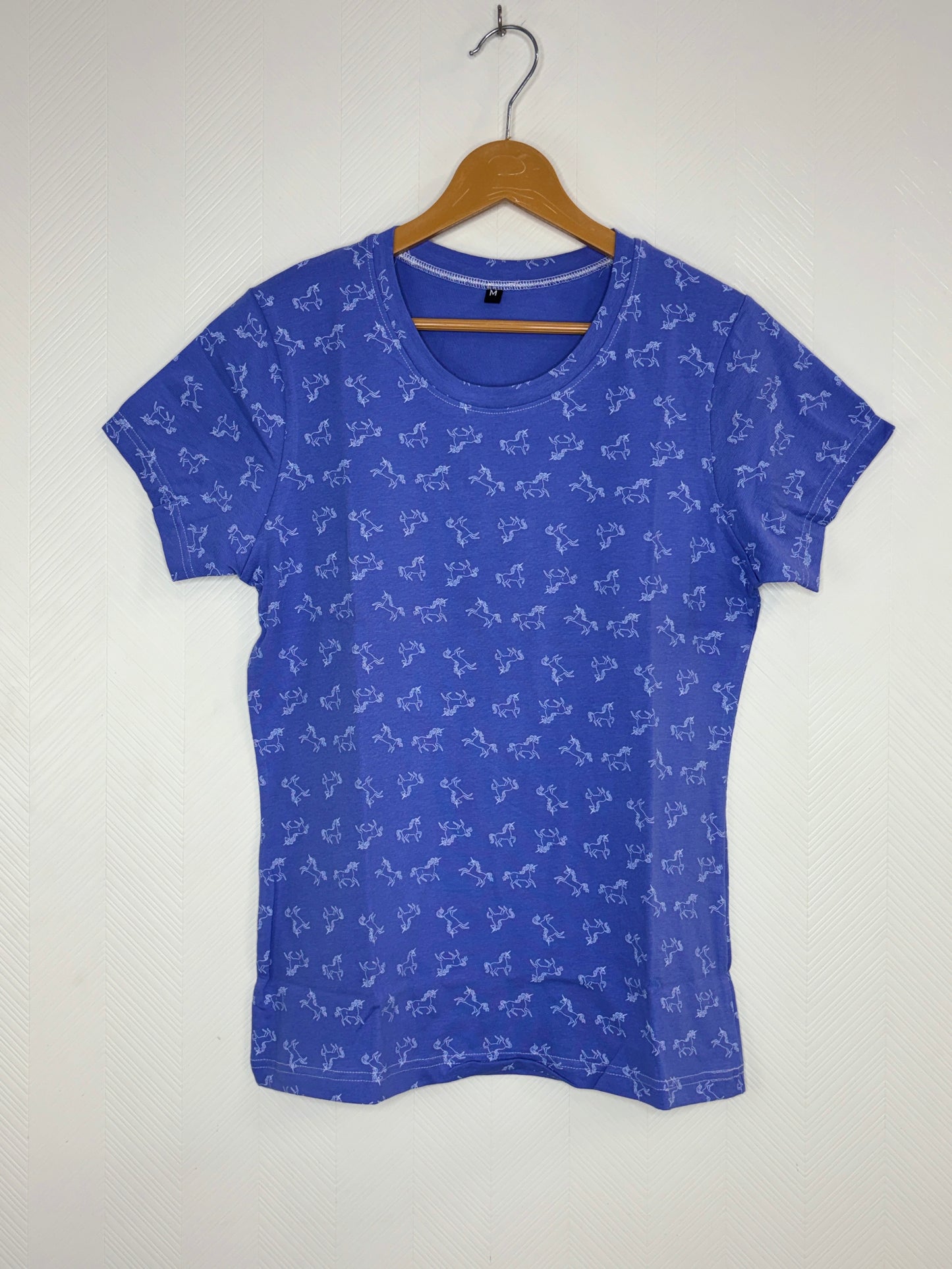 Periwinkle Blue Deer Print Women's T-Shirt
