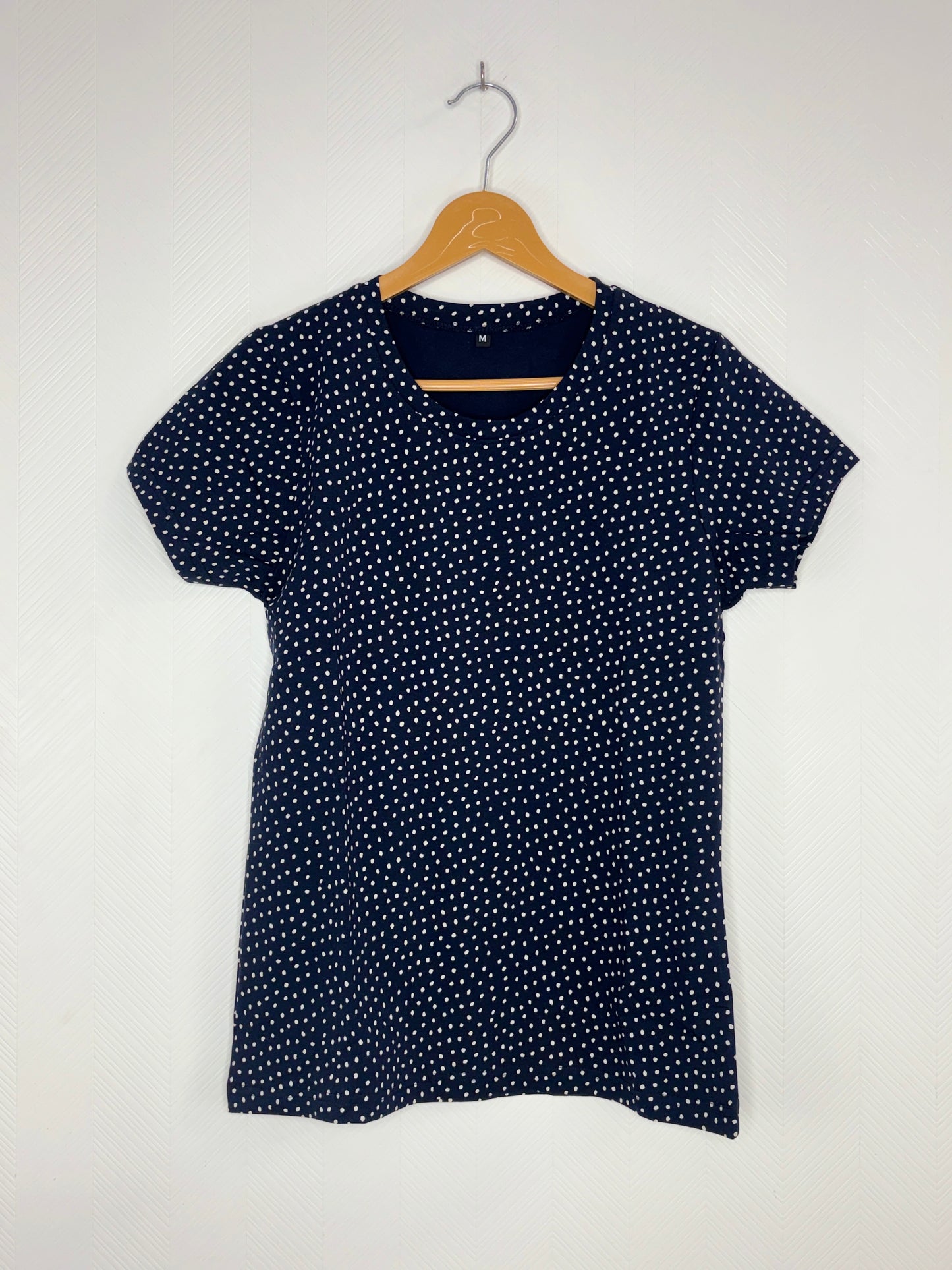 Navy Blue Polka Dot Print Women's T-Shirt