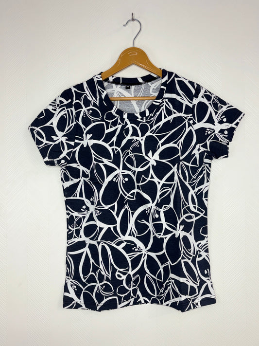 Navy Abstract Floral Women's T-Shirt