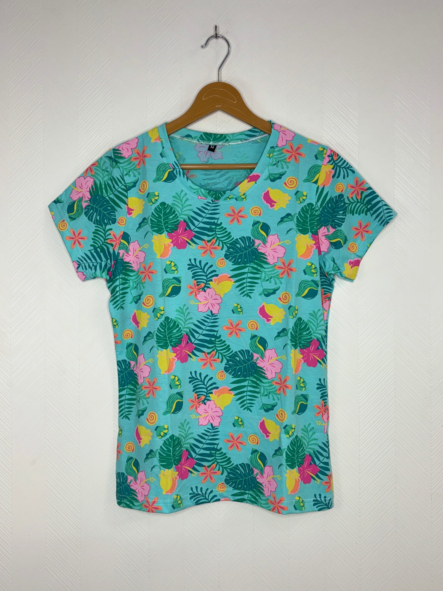 Aqua Tropical Floral Women's T-Shirt