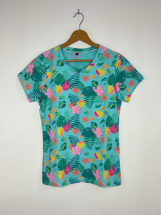 Aqua Tropical Floral Women's T-Shirt