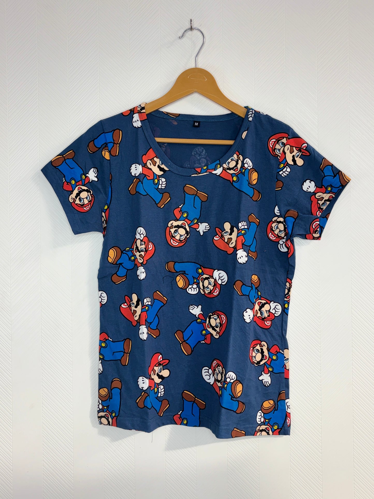 Denim Blue Super Mario Print Women's T-Shirt