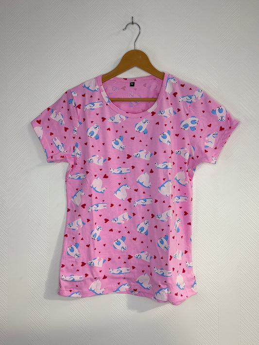 Baby Pink Polar Bear Print Women's T-Shirt