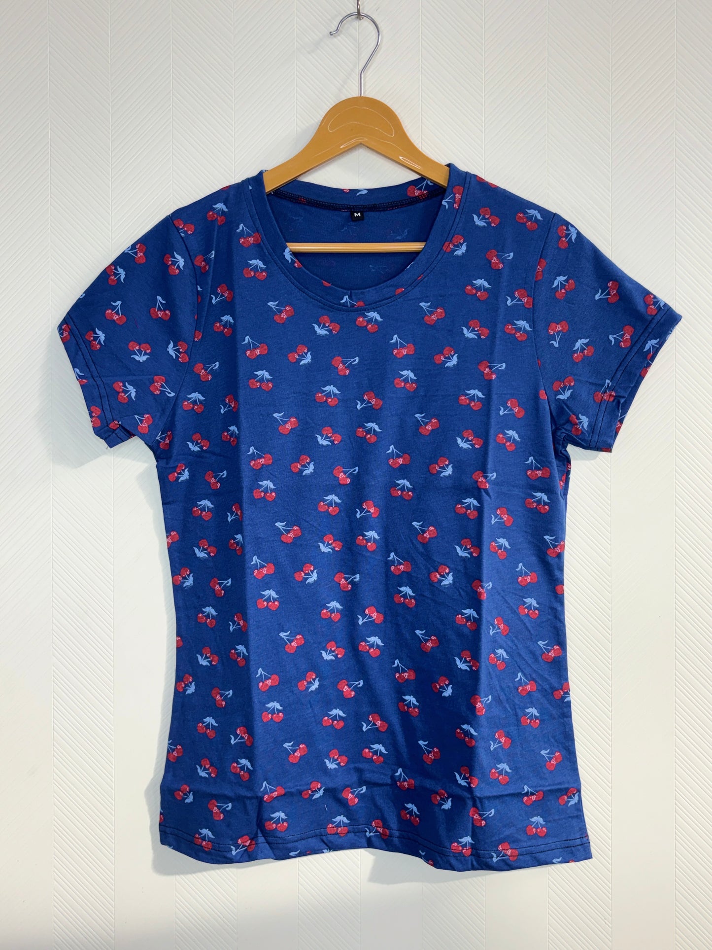 Royal Blue Cherry Print Women's T-Shirt
